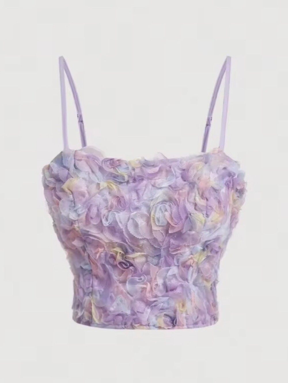 3D Floral Rosette Pastel Crop Cami Top Fairycore Coquette